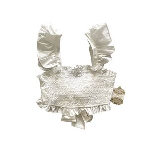 Altar’d State Ruffled Crop Top White Medium